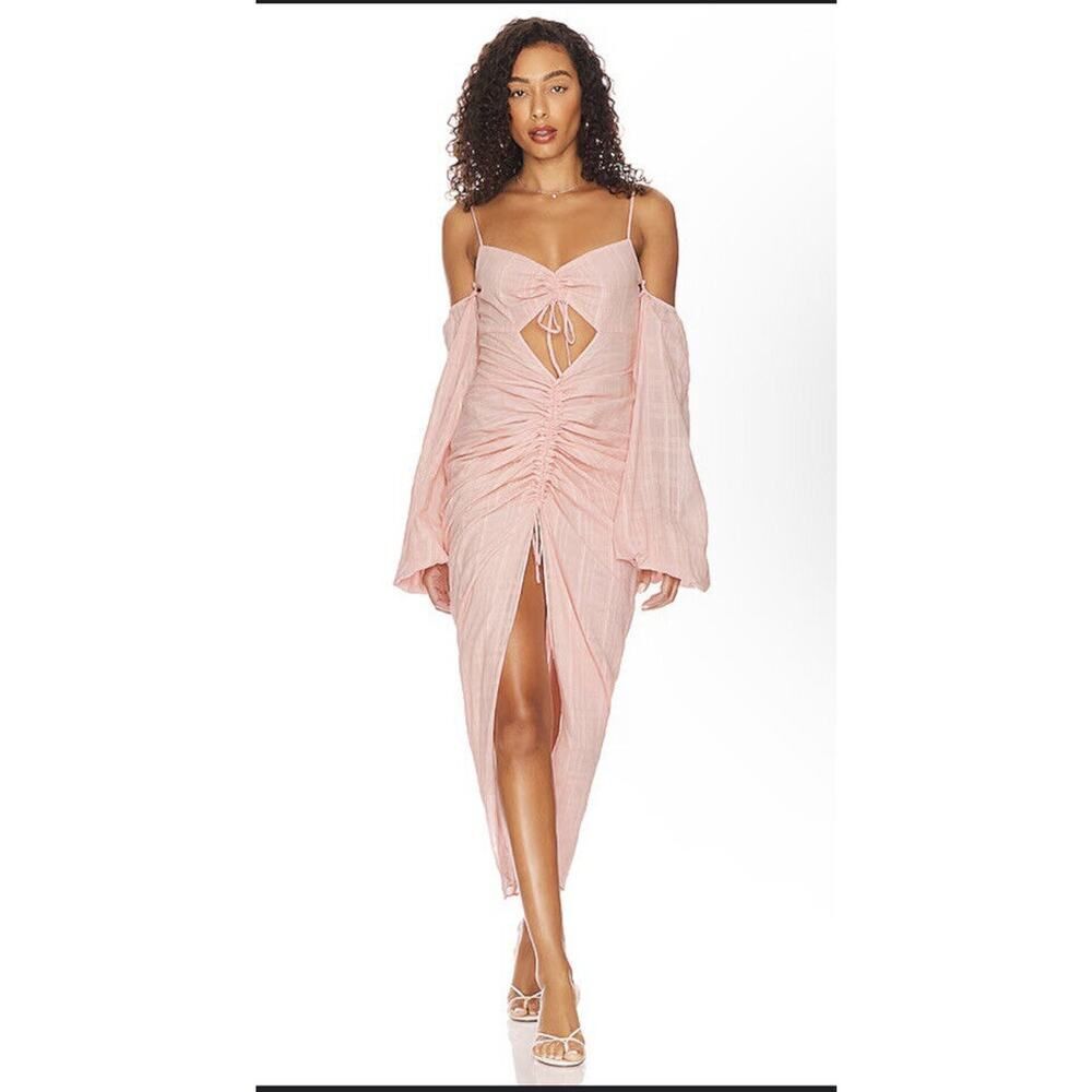 Rumer Chloe Maxi Dress Size X- Small Pink Ruched Front